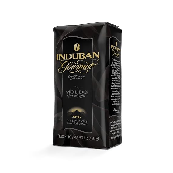 Induban Gourmet, 16 oz Bag, Ground Coffee, Medium Roast - Premium 100% Arabica Coffee from the Dominican Republic (Pack of 1)