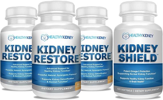 3 Pack Natural Kidney Cleanse to Support Kidney Function and Detox, 60 Capsules + Kidney Shield 120 Caps Kidney Supplement to Support Normal Kidney Function and Support Kidney Health