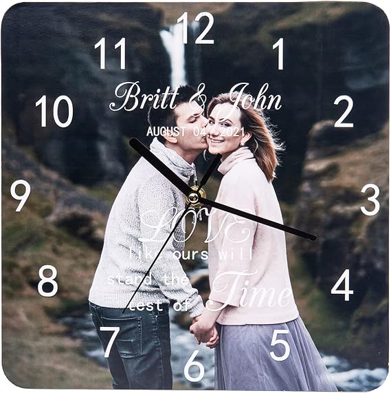 OPALSTOCK Personalized Photo Frame Wall Clock Custom Family Picture Clock for Home Office Living Room Decor Gifts -Add Your Photo, Picture, Logo or Any Design (1 Photo)