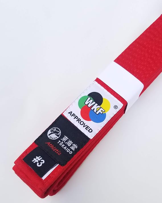 Tokaido Karate Belt, WKF Approved Sparring Red Belt