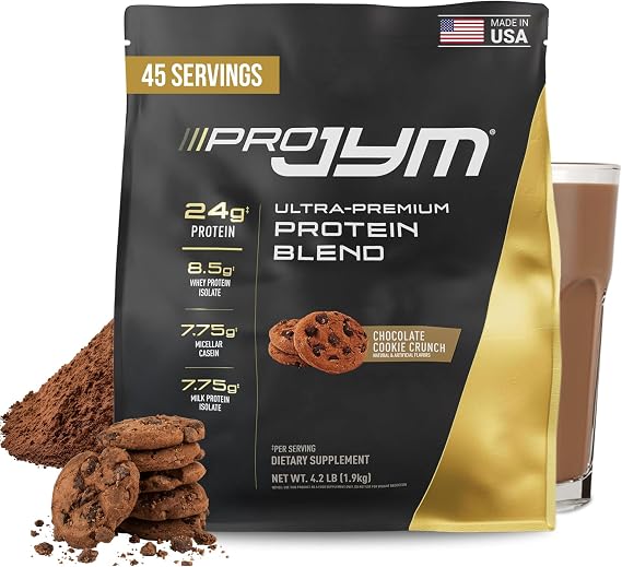 JYM Chocolate Cookie Crunch Whey & Casein Protein Powder - 4.2 lb Bag | Micellar Casein & Milk Protein Isolate, Lean Muscle Building, Pre & Post Workout Nutrition, Men & Women