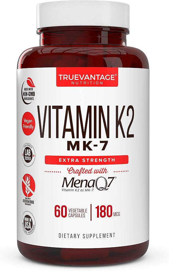 Truevantage Vitamin K2 MK-7 180 mcg MenaQ7-60 Vegetable Capsules