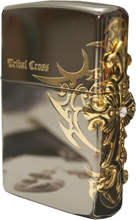 Zippo Lighter Side Tribar Cross Emblem Black Ice Zippo Korea Genuine Design