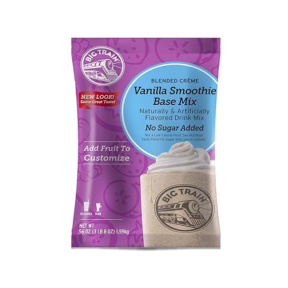 Big Train Blended Creme No Sugar Added Vanilla Smoothie Base Mix, 3.5 Pound (Pack of 1)