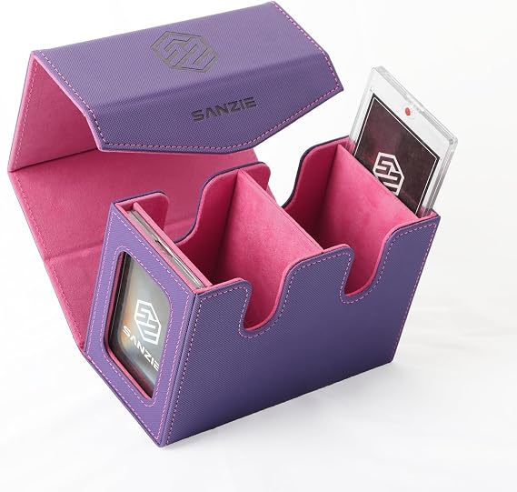 SANZIE Card Deck Box for MTG Commander Deck Box with 2 Toploaders (Purple)