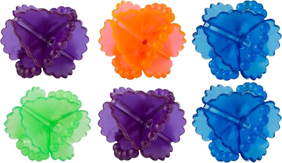 Laundry Balls for Washing Machine 6 Pcs - Plastic Agitator Balls for Washing Machine - Tangle Free Washer Balls for Cleaning Better - Colorful Reusable Laundry Scrubbing Balls