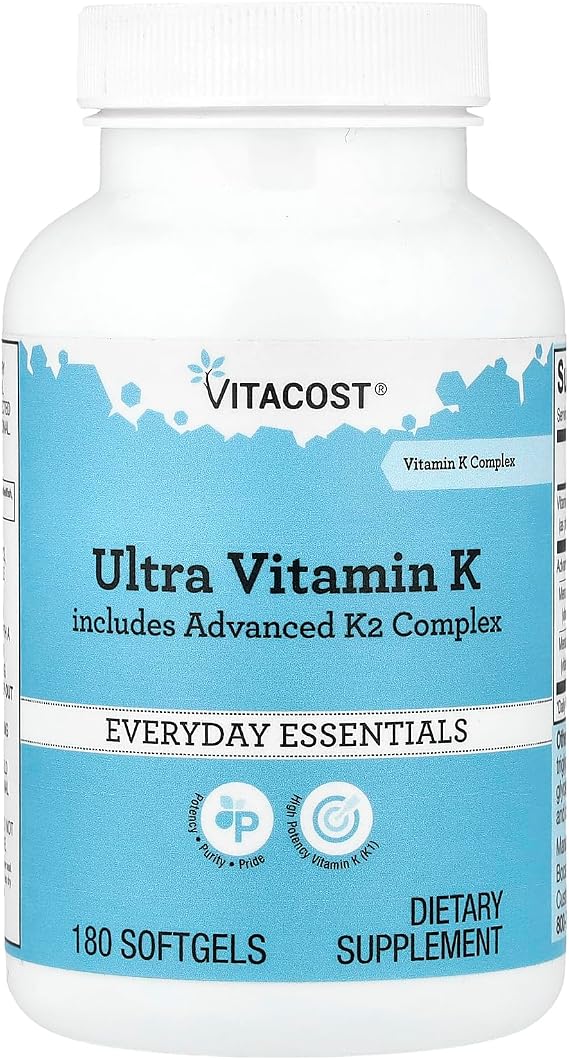 Vitacost Ultra Vitamin K Includes Advanced K2 Complex, 180 Softgels