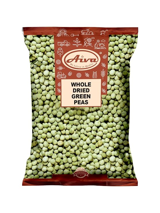 Aiva Dried Green Peas Whole (Marrowfat Peas, Vatana, Matar) 4 LB Bulk Premium Whole Green Peas for Soups, Curries, and Stews