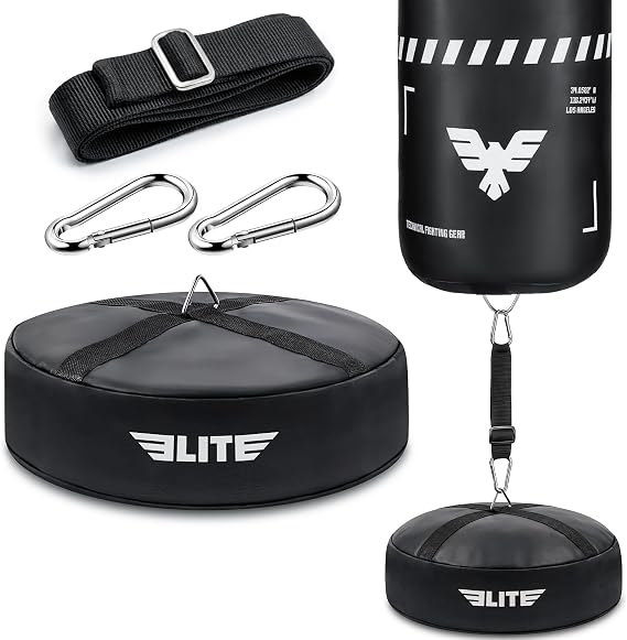 Elite Punching Bag Floor Anchor Heavy-Duty Double End Weight Bag, Waterproof Boxing Bag Anchor Stand Kit Equipment, 18-28 Adjustable Straps, Home Gym MMA, Muay Thai, Kickboxing Training Accessories