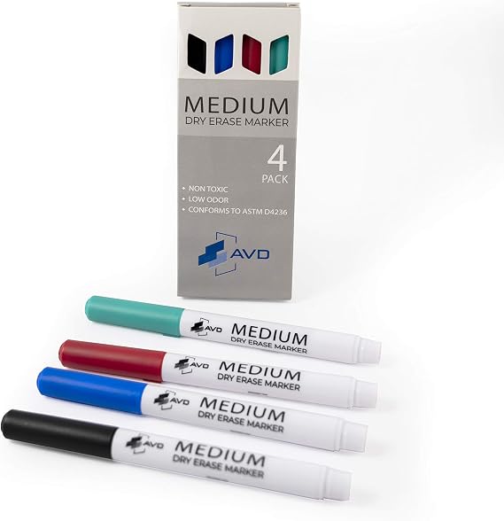 Audio-Visual Direct Medium Dry Erase Markers, Set of 4