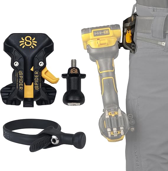 Tool Holster - Pro Tool Holster + One Tool Grip + One Driver Pin - Upgraded, Self Locking Multi Tool Holder with Ambidextrous Thumb Lock