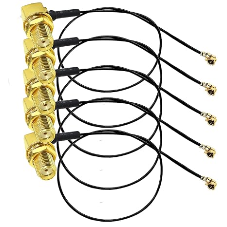 TUOLNK SMA Female Right Angle to U.FL IPX Coaxial Cable IPEX UFL to SMA Jack Elbow RF Pigtail WiFi Antenna Extension Cable for Network Card Wireless Router 12inch (30cm) 5 Pack