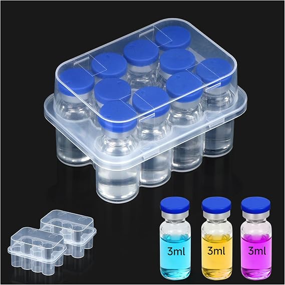 2-Pack Peptide Case for Fridge, 3ml Vial Holder for Refrigerator, 10-Slot Insulin & Peptide Holder Each, Transparent 1-3ml Vial Storage Case for Diabetic Care