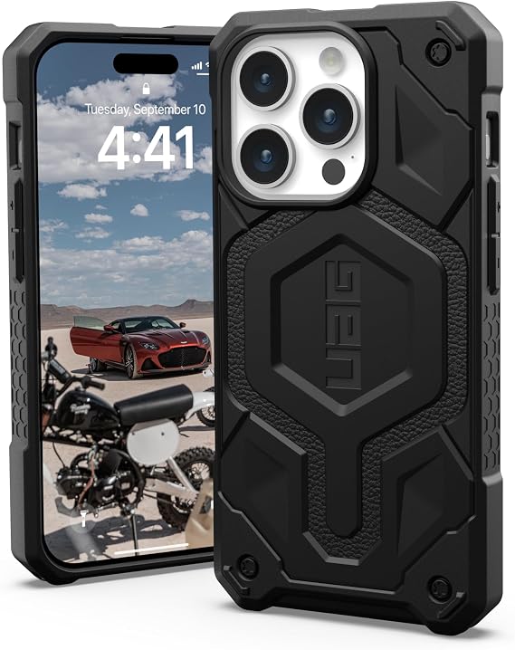 URBAN ARMOR GEAR UAG Case [Updated Version] Compatible with iPhone 15 Pro Case 6.1" Monarch Pro Black Built-in Magnet Compatible with MagSafe Charging Premium Rugged Military Grade Protective Cover