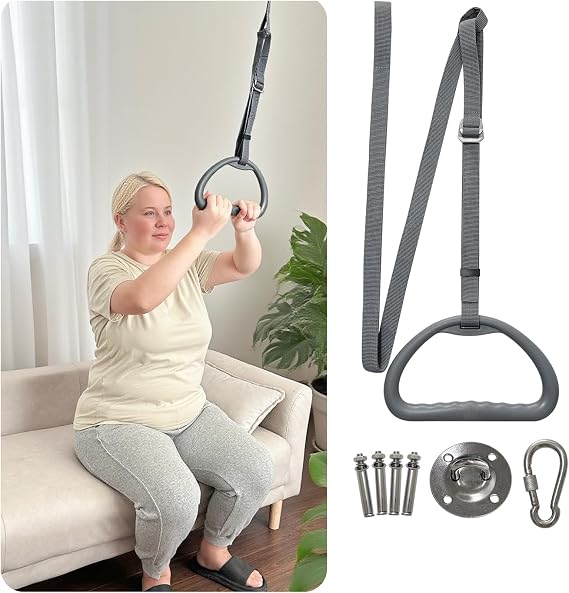 AOSSA Ceiling Trapeze Bar for Standing Assist Adjustable Pull Up Strap with Overhead Handle for Elderly, Disabled or Patients, Lift Support Handle for Bed Mobility & Transfer