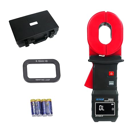 ETCR2000X Clamp Earth Resistance Tester Ground Resistance Meter 500 | Non-contact clamp-on design enables fast loop resistance measurement without disconnecting ground wires, with 55mm32mm jaw