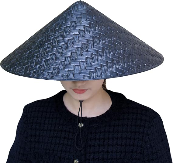Black Plastic Samurai Hat Japanese Hat Dia.17.5" Deepth 5.5"