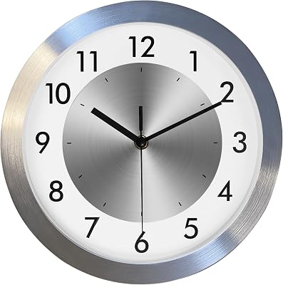 Non Ticking Silent Wall Clock Decorative,Analog Metal Wall Clock Battery Operated,Living RoomOfficeKitchen Clock,10 inch