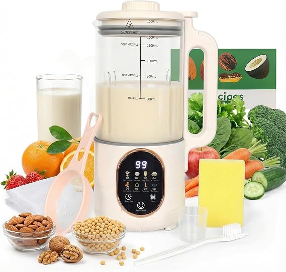 50oz Nut Milk Maker Machine - Homemade Plant-Based Milk for Clean Eating Soy Milk Maker- No Additives, Sugar-Control Design - 10 in 1 Soymilk Maker 800W, Soy, Almond, Oat Milk, Juice & More