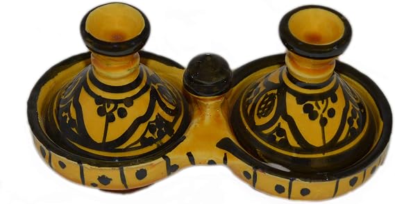 Moroccan Handmade Shliha Double Spicer Salt & pepper Ceramic Spice Holder