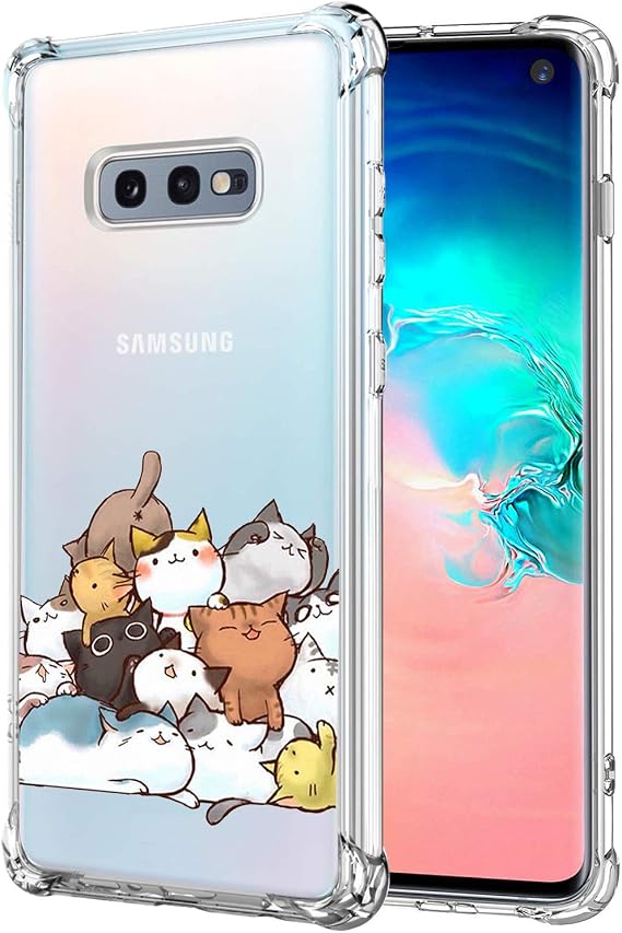 KIOMY Case for Samsung Galaxy S10e for Girls Boys Women Clear with Cute Cat Design Shockproof Bumper Protective Lovely Cell Phone Back Cover Flexible Slim Fit Soft Rubber Skin for Samsung Galaxy S10e