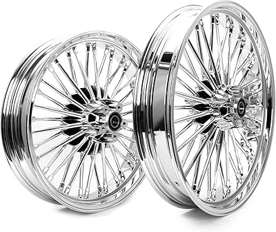 TARAZON 21x3.5 & 18x3.5 Tubeless Fat Spoke Front Rear Wheels for Harley Heritage Softail Classic FLSTC Deluxe Slim Breakout Standard Custom night train springer Fatboy, FRONT WHEEL DUAL DISK