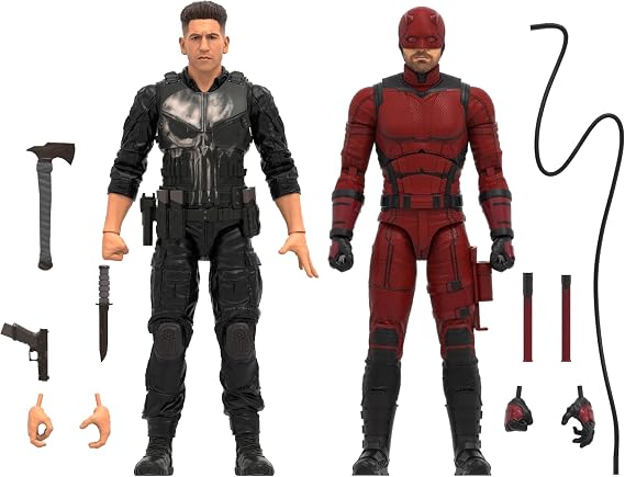 Marvel Legends Born Again Daredevil & Punisher Action Figure Bundle, 6-Inch Fully Articulated Collectible Figures