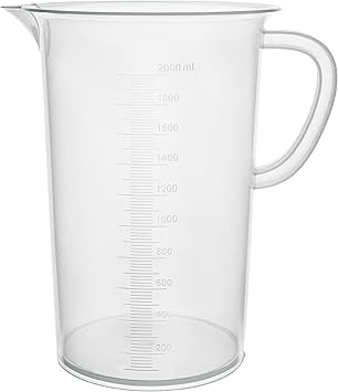 EISCO Plastic Pitcher, 2000mL 2L - Molded Graduations - Chemical Resistant & Autoclavable Polypropylene - Measuring Jug