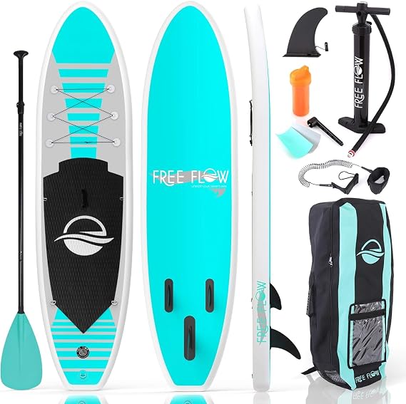SereneLife Paddle Board Inflatable Stand Up SUP 32in Wide Stable All Round Design for Adults and Kids – Paddle Board Non Slip EVA Deck Complete Kit with Paddle Pump Backpack Leash