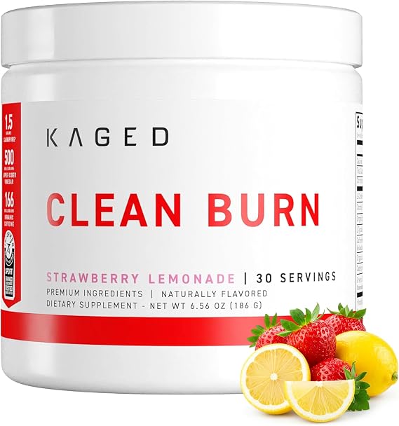 Kaged Clean Burn Powder | Strawberry Lemonade | 30 Servings