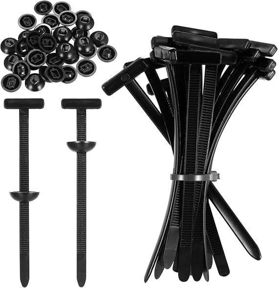 100 Pcs Nylon Universal Cable Tie Buckle Heavy Duty Zip Ties, Self-Locking Cable Straps UV-Resistant, Push Mount Zip Tie Holders for Car Bumper Retainer Clips Rivet Fasteners orCable Management