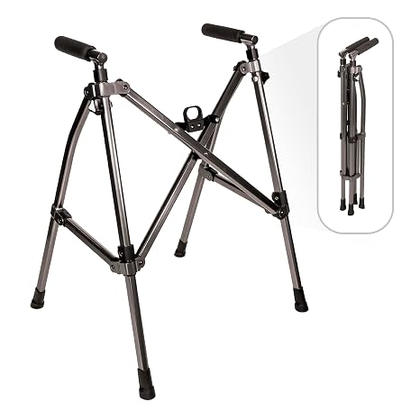 Stander Wonder Walker Lite Short, Lightweight Junior Folding Mobility Aid for Petite Adults, Seniors, and Elderly, Collapsible Travel Assistant with Rubber Feet for Support, Black Walnut