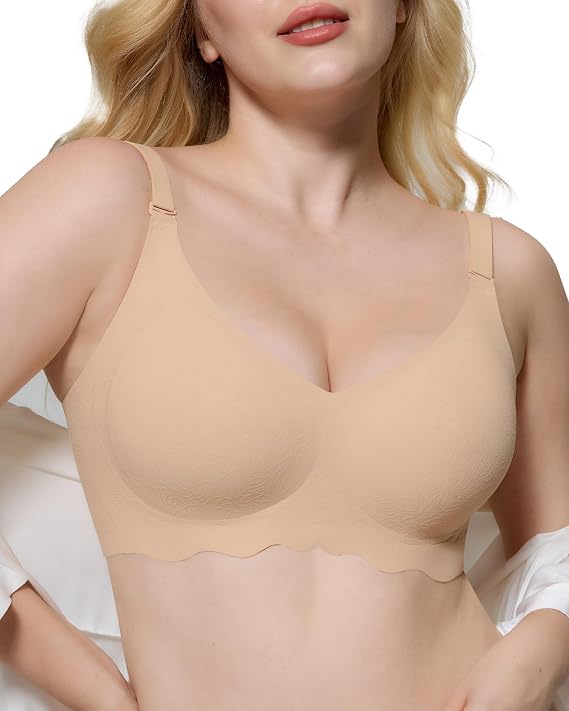 Soft Wireless Bra Comfortable Seamless Full Coverage Push Up Lace Everyday No Show Bras for Women