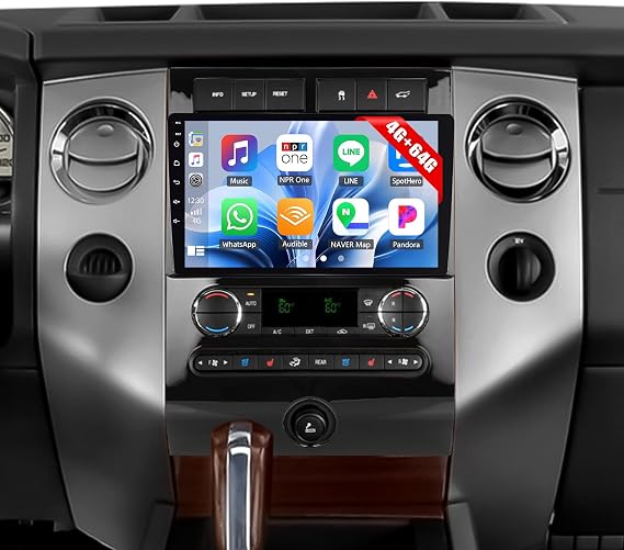 SIXTOP [4+64G] Android Car Stereo for Ford Expedition 2007-2014 (Auto A/C) Wireless Carplay Android Auto 9 inch Touchscreen 1280 * 720 Bluetooth 5.0 GPS WiFi 6 FM/RDS 32EQ SWC AHD Backup Camera Mic