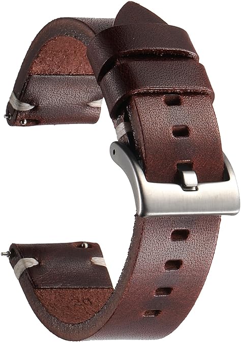 18mm 20mm 22mm 24mm Leather Watch Band for Men Women, Vintage Handmade Quick Release Watch Strap Replacement, Thick Single layer