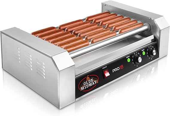 Electric 18 Hot Dog 7 Roller Grill Cooker Machine 900-Watt - Commercial Grade