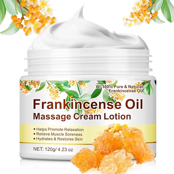 Frankincense Balm for Skin, Frankincense Oil Massage Cream with Pure & Natural Frankincense Essential Oil, Hydrates & Restores Skin, Enhance Skin Elasticity, Frankincense Cream Dry Skin 120g