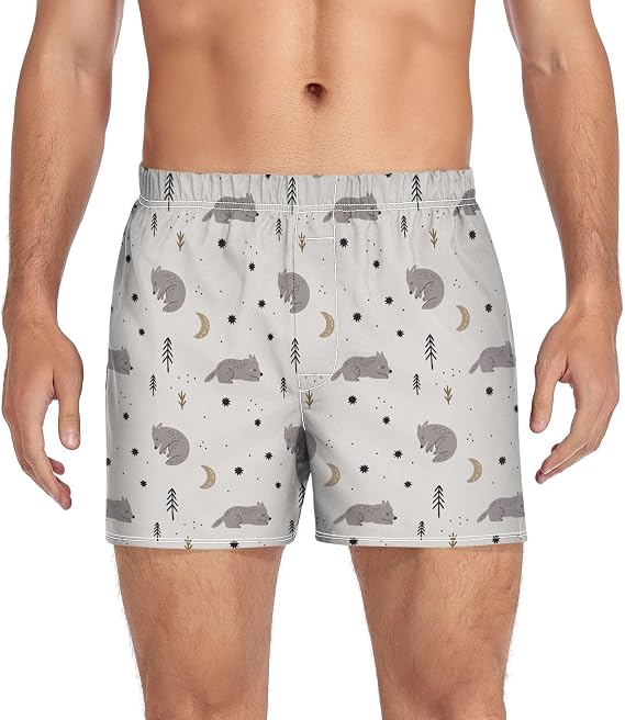Men's Boxer Shorts Cotton Underwear Soft Loose Breathable Boxer Short with Button Fly, S-XXL