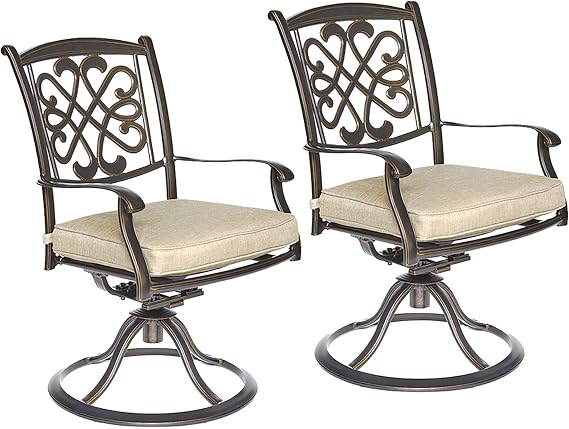 DALI Aluminum Patio Dining Chairs, Swivel Rocker, Garden Backyard Chairs Outdoor Patio Furniture 2 Pcs Sets
