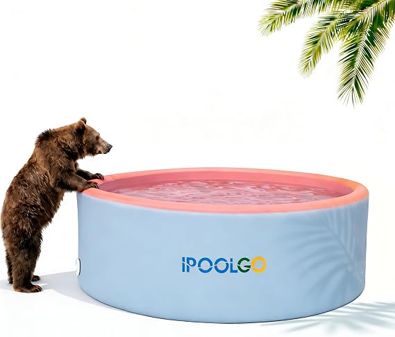 IPOOLGO Extra Large Inflatable Pool, 10.2ft X 48in Extra Large and Thickened Family Inflatable Pool, Suitable for Summer Outdoor Water Party Use.Inflatable Pump and Sand Filter Pump Not Included.