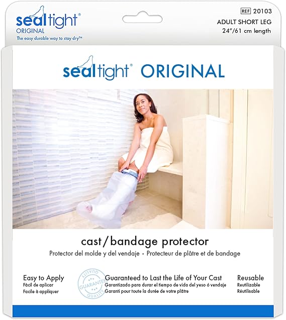 Brownmed Seal-Tight Original Cast & Bandage Protector - Reusable Shower Bag for Short Leg Casts & Injuries