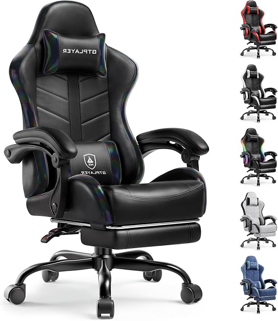 GTPLAYER Gaming Chair, Computer Game Chair for Adults, Iridescent Black