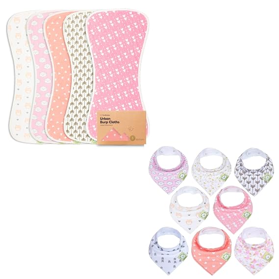 Organic Burp Cloth & Organic Bandana Bibs By KeaBabies - Soft Cotton Burp Cloth & Bib Set for Baby Boys & Girls - Perfect Baby Shower Essentials for New Mom