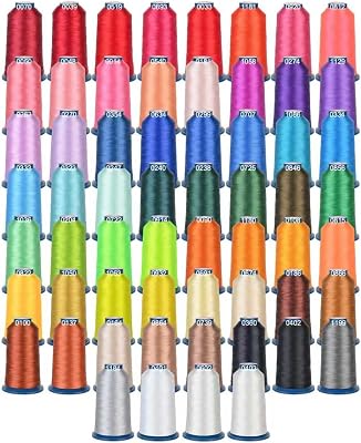BAi Embroidery Thread Set 60 Brilliant Colors, 40WT 108D2 High-Tenacity Polyester, 4000M Each Spool Smooth, Fade-Resistant, Professional Thread for Embroidery Machines