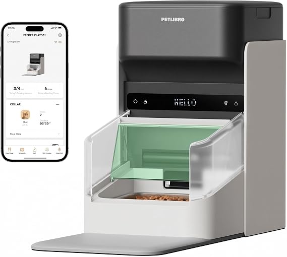 PETLIBRO RFID Automatic Cat Feeder, Collar Sensor-Activated Personalized Meals, Cats Recognition & Diet Tracking for Multi-Pet Homes and Different Diets, 5G&2.4G Wi-Fi Programmable Cat Food Dispenser