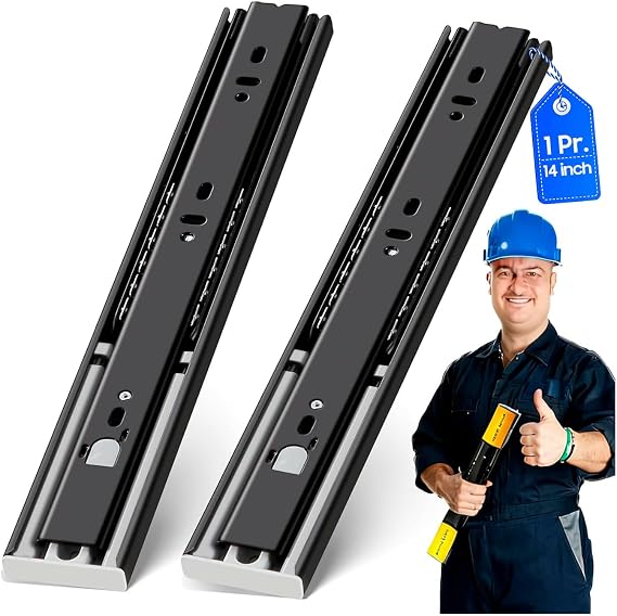 YENUO Push to Open Drawer Slides Full Extension 1224 Inch 100 LB | Side Mount Heavy Duty Touch Release Drawer Glides Rails Ball Bearing 1224 Inch for Kitchen Dresser Hardware Cabinet 1 Pair