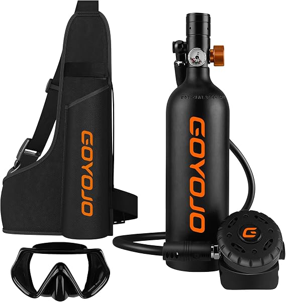 GOYOJO Mini Scuba Tank, Portable Diving Lung Air Tank with DOT Certified | Refillable Emergency Backup Pony Bottle for Snorkeling, Underwater Breathing, Training