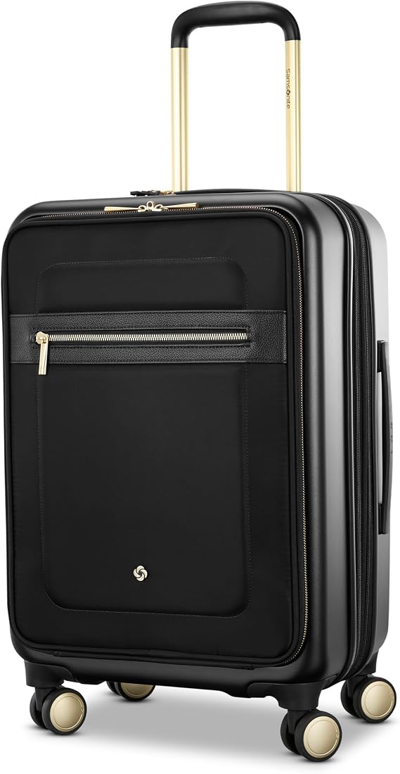 Samsonite Mobile Solutions 2 Carry-On Luggage, Expandable Spinner Suitcase with Laptop Compartment, TSA Lock, Lightweight Travel Bag with Dual Spinner Wheels & WetPak Storage, Black