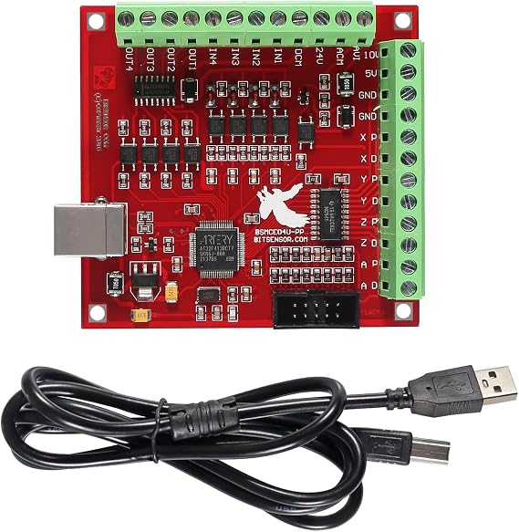 Mach3 USB Interface Board, USB MACH3 100Khz Motion Controller Card, 4-Axis CNC Controller Card for Servo & Stepper Motors, Limit Switch & Input Devices, Compatible with Notebooks & Tablets