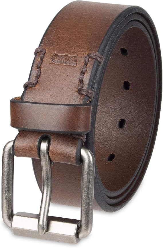 Levi's Men's Brown and Tan Casual Leather Belt - Jeans, Everyday Wear